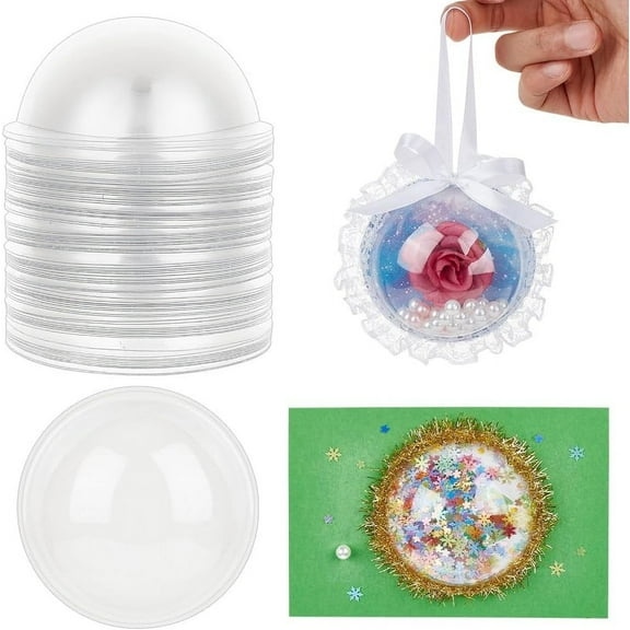 80 Pcs 3.1 inch Half Ball Clear Candy Dome PVC Half Ball Domes Candy Holder Shaker Domes for Card Making Clear Plastic Dimensional Domes for Shaker Card Making Paper Crafting DIY Gift Box