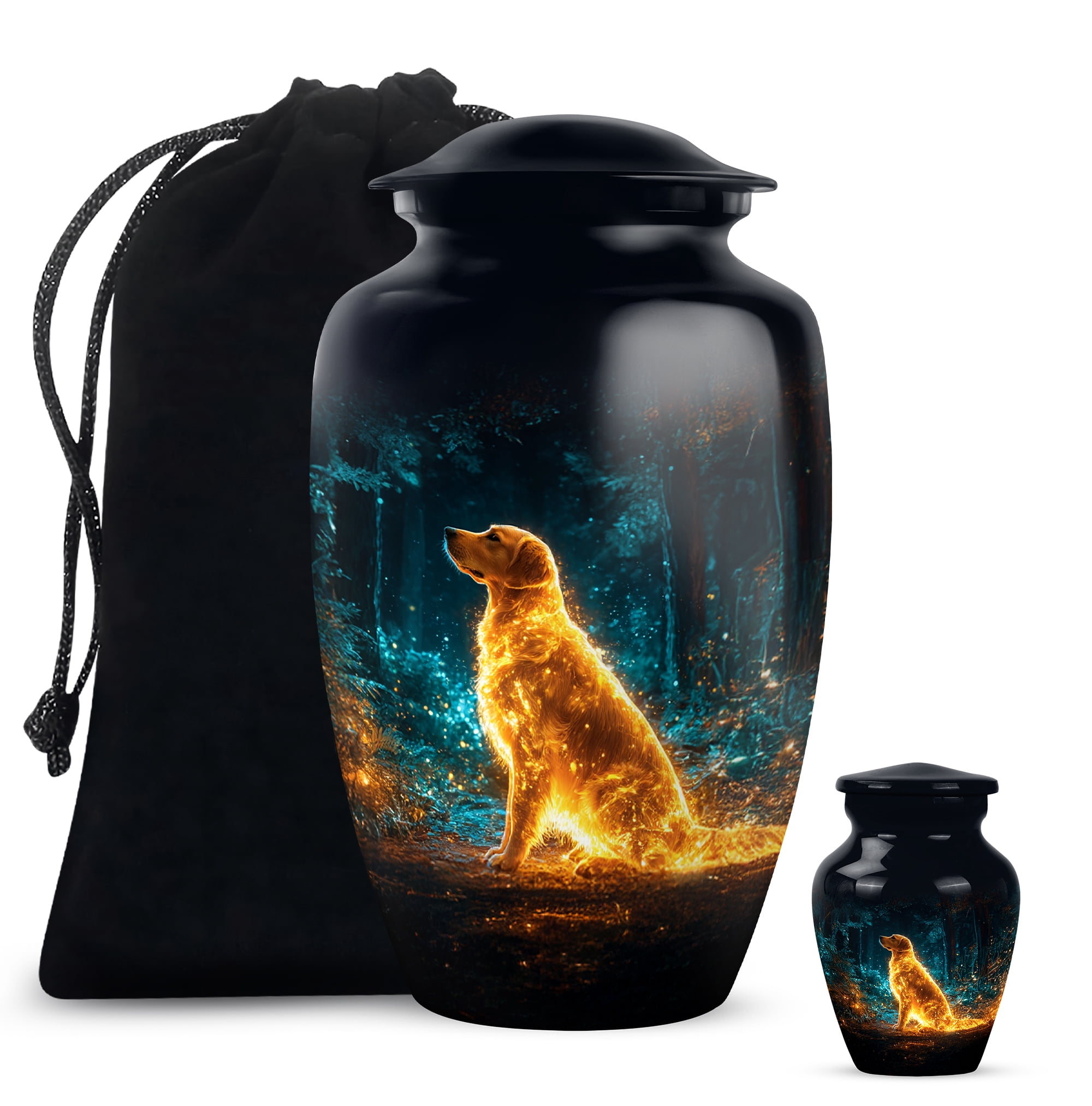 Dog Cremation Urn For Human Ashes For Mom And Dad, Funeral Urns For Ashes Adult Female, Black Cremation Urns For Adult Men, Large Decorative Urn For Male, 10 Inch