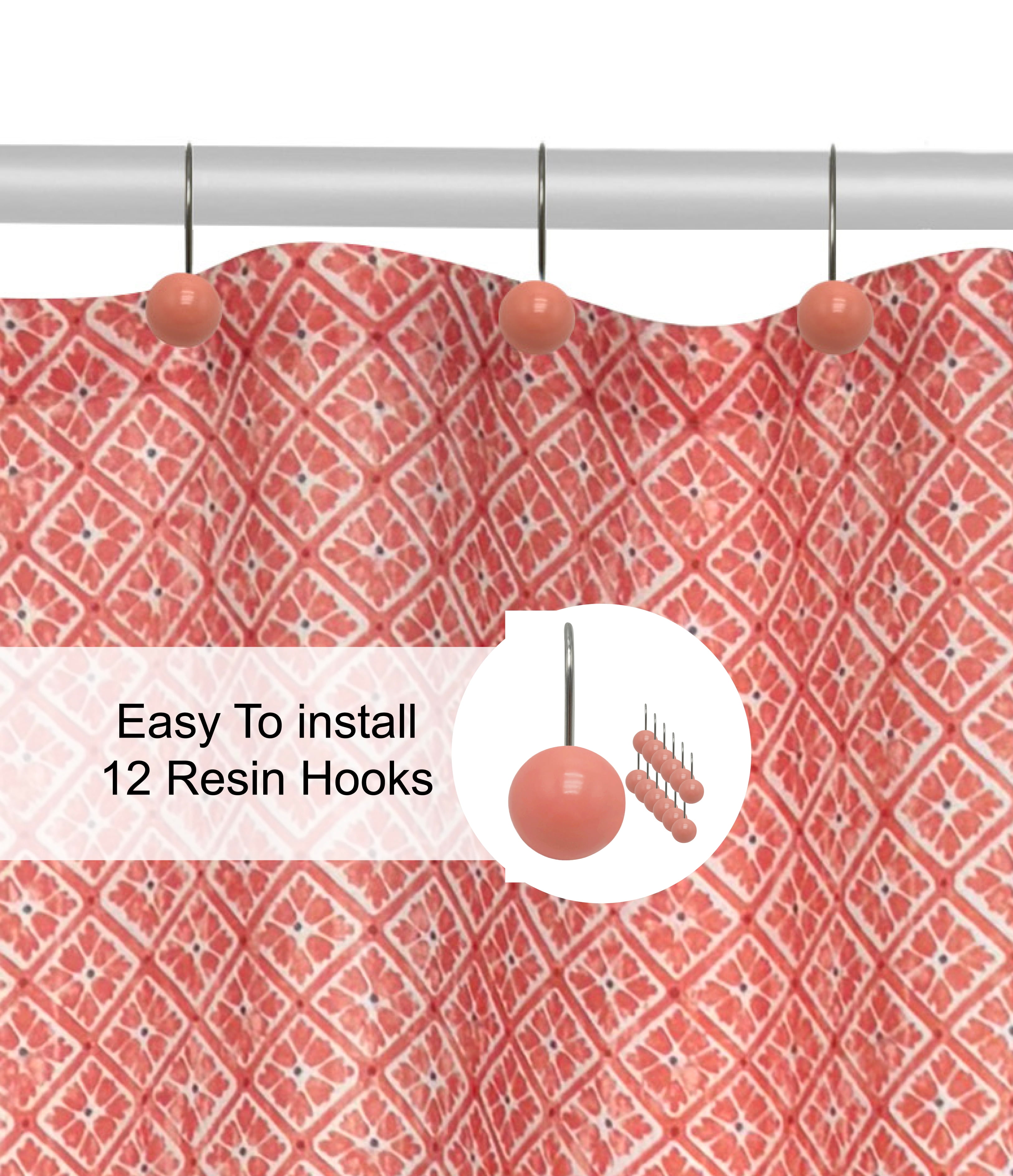 Mainstays by Becky G. & Alejandra 13-Piece Geometric Tile Fabric Shower Curtain Set