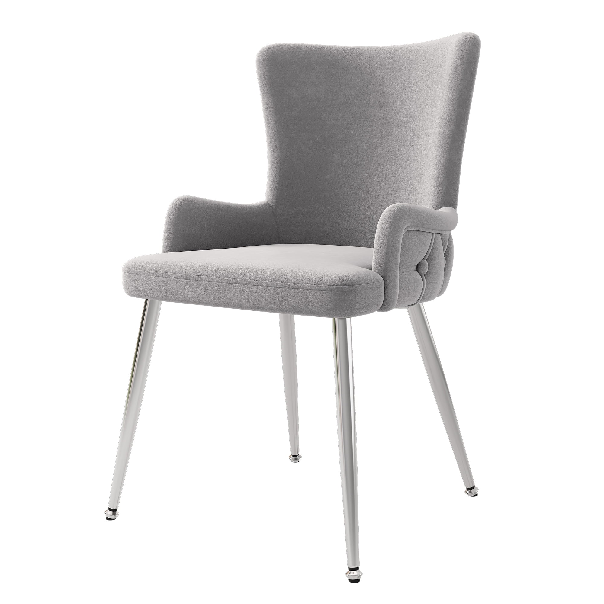 Noble House Set of 6, Velvet Dining Chairs, Light Luxury Tufted Chair with Four Gold Metal Legs,Gray