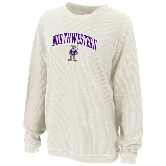Women's Boxercraft Natural Northwestern Wildcats Rally Corduroy Pullover Sweatshirt