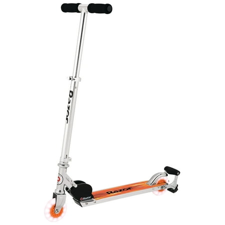Razor Spark Ultra Folding Kick Scooter - Orange, LED Light-up Wheels, Lightweight, For Child Ages 8+
