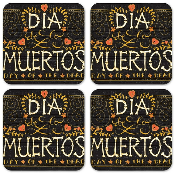 Vinyl Drink Coasters - Set of 4 - Dia De Los Muertos