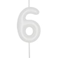 thumbnail image 1 of WWS-Birthday Candles Numbers 2.36 inch Party Cake Topper 1 Piece (White, Number 6), 1 of 4
