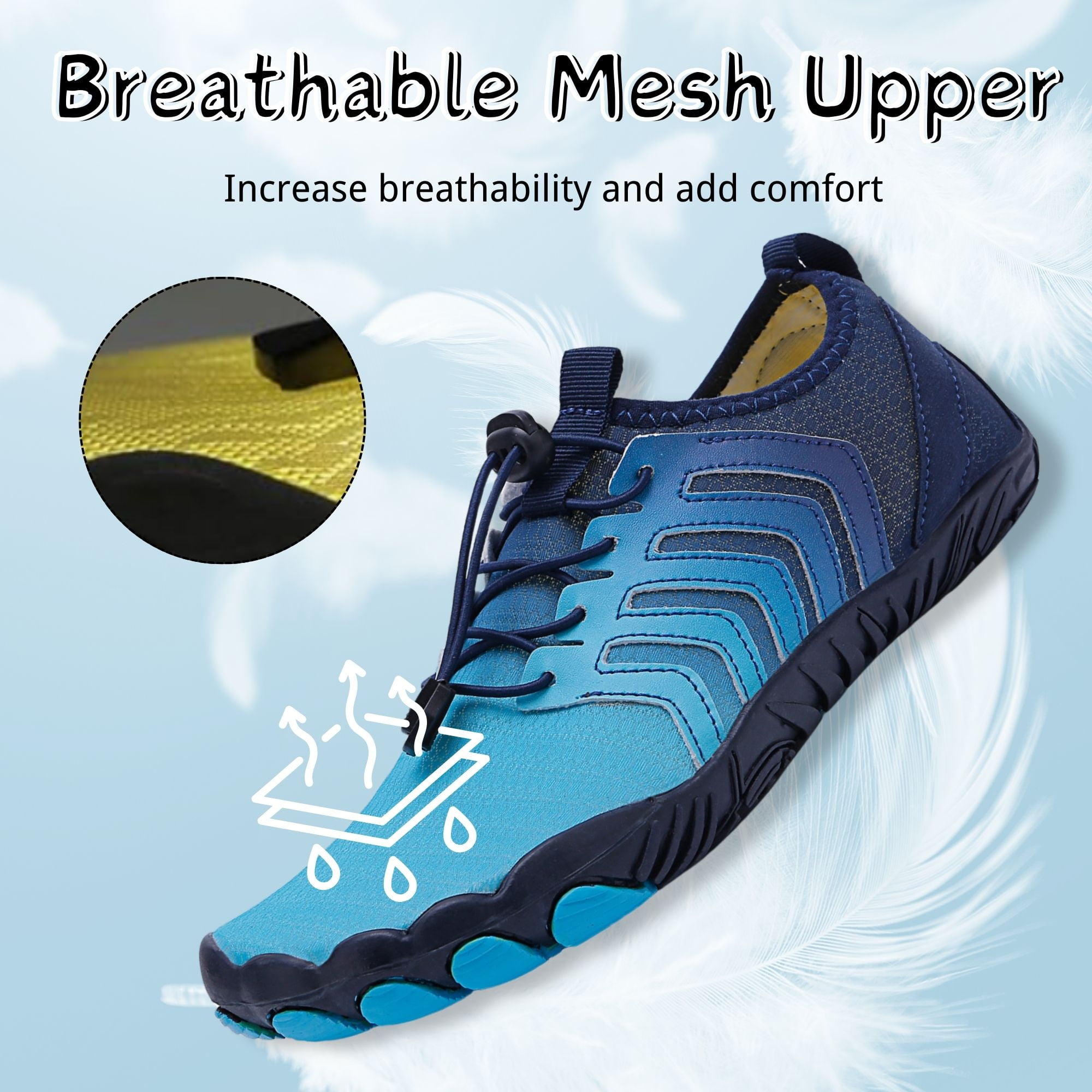 BERANMEY Hiking Barefoot Shoes Womens Mens Non-slip Quick Dry Breathable Water Shoes for Women Athletic Shoes Workout Shoes with Drainage Lightweight Grounded Footwear