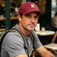 thumbnail image 5 of UTSJKR Mens Letter Embroidery Soft Crown Baseball Cap with Curved Brim for Daily Office Commute Road Trip Neighborhood Jog Adjustable Sweatband Anti-UV Sports Hat Wine, 5 of 6