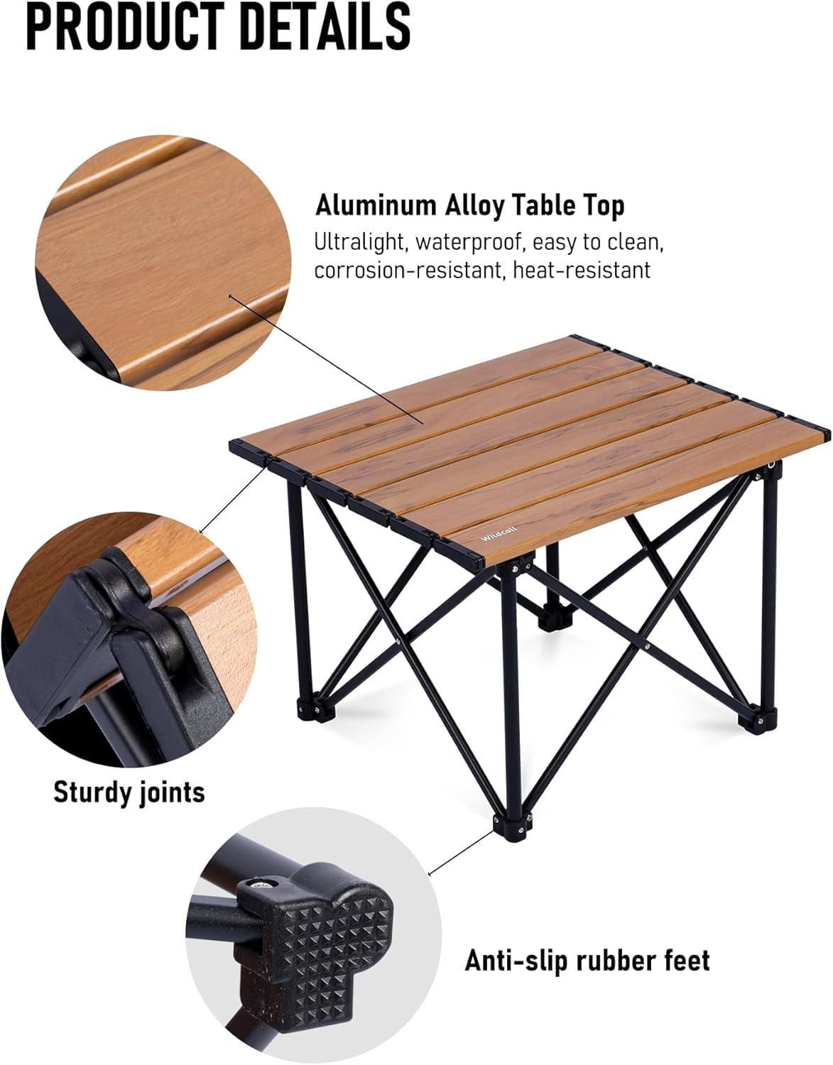 Ultralight Foldable Aluminum Camping Table, Triangular Support Heat Resistant Waterproof Portable Outdoor Folding Table Supports 88 Lbs with Carry Bag for Picnic Beach Fishing Backyard