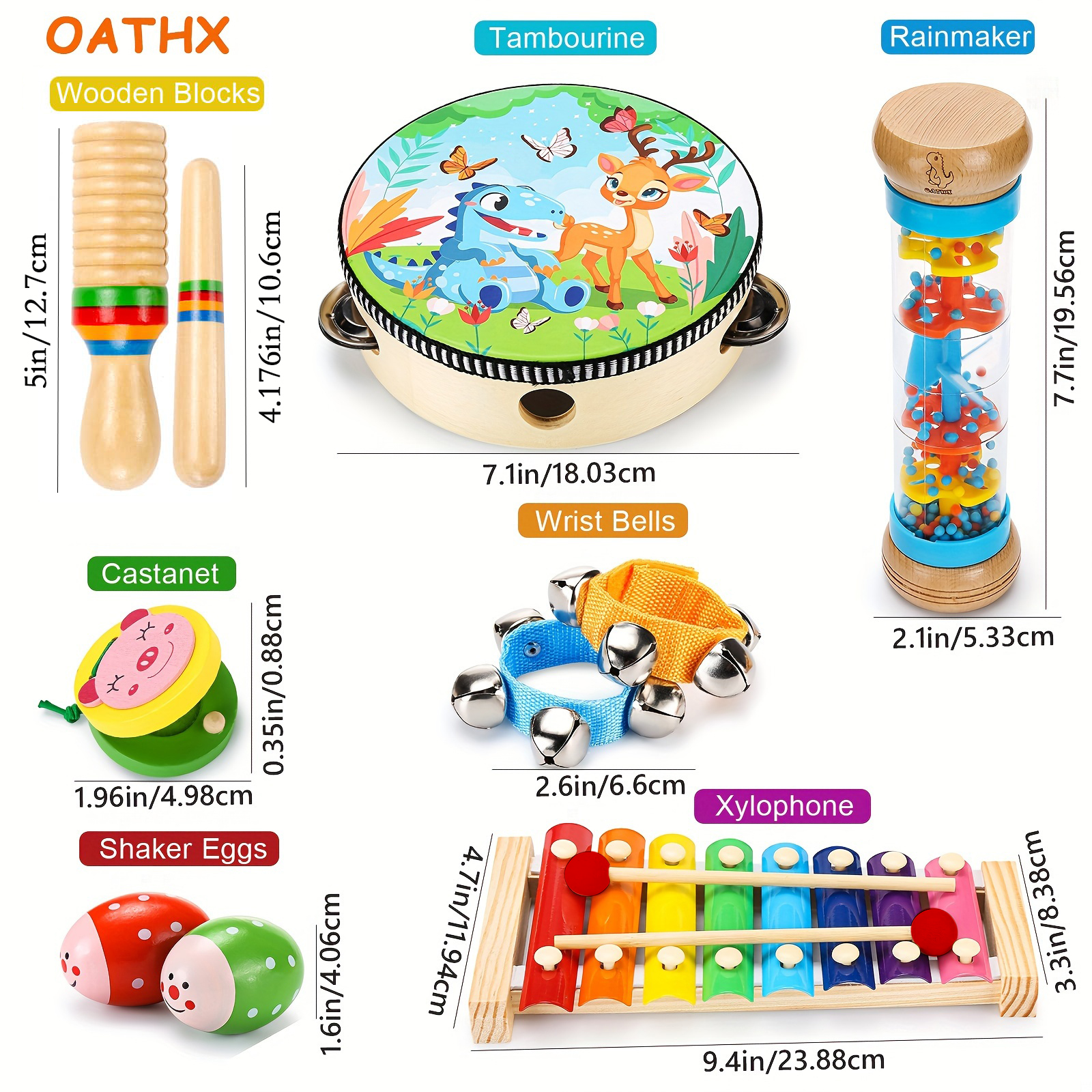 OATHX Educational Toys Percussion Xylophone Baby Music Kit Kids Wood Musical Instruments for Toddler Toy