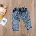 thumbnail image 2 of 1-5Y Kids Girl Denim Pants Stretch Elastic Trousers Ripped Jeans, 2 of 5