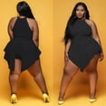 thumbnail image 3 of Women's Summer Plus Size Jumpsuits Rompers Beach Dress Halter Split Skirts Black 3XL, 3 of 4