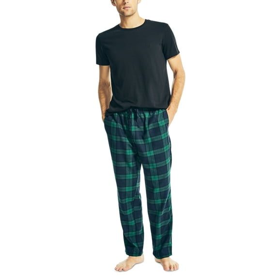 Nautica Mens 2 Pc. Classic Fit Short Sleeve T Shirt Pajama Pants Set Green Large