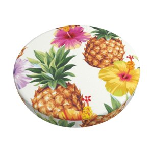 Easygdp Hawaiian Pineappl Imprimez Facile à installer Couvertures de tabouret et d'outil Couverture ronde et élastique, Couverture de bar-tool, Washable &Bottom avec élastique Edge-12 de pouce