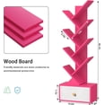 thumbnail image 2 of 8 Tier Tree Bookshelf, Tall Bookcase with Drawer, Freestanding Book Shelf, Display Floor Standing Storage Shelf, Book Organizer Shelves for Home Office, Pink, 2 of 8