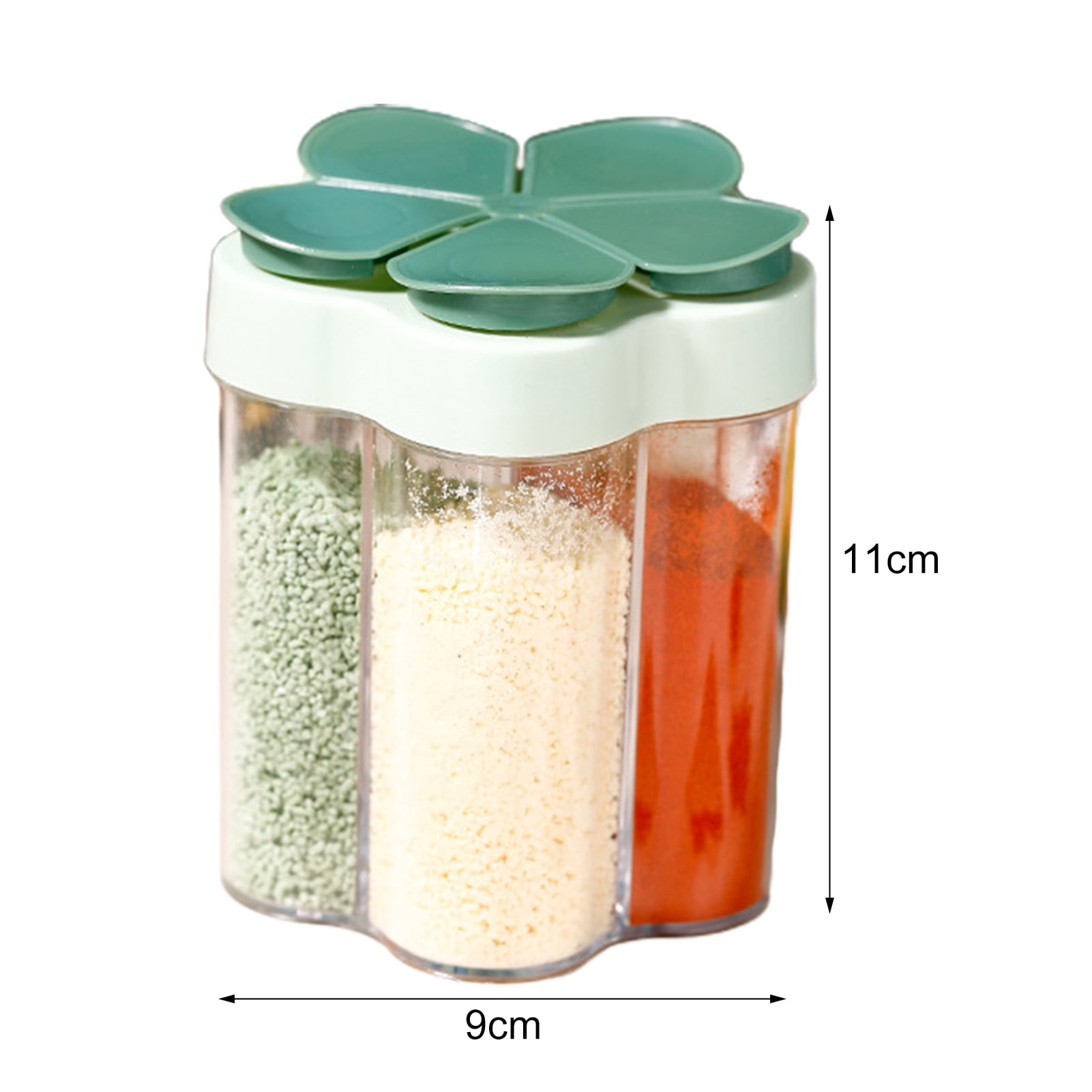 4Pack Quantitative Salt Shaker Rotary Controllable Salt Pepper Paprika  Shaker Adjustable Pour Holes Spice Bottle with Label