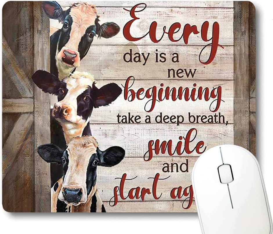 Funny Farmhouse Animal Cow Print Art Mouse Pad, Inspirational ...