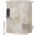 thumbnail image 2 of Beige Gray Black Vintage Shower Curtains for Bathroom, Modern Abstract Linen Texture Waterproof Fabric Shower Curtain, Decorative Bathroom Curtain for Bathtub, 72"x84", No Hooks Included, 2 of 9