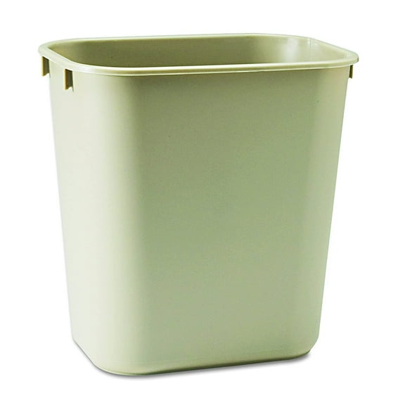 Receptacle Wastebasket, 3.25-Gallon/12-Quart, Beige, Plastic, Garbage Can for Home/Office, Fits Under Desk/Sink/Cabinet