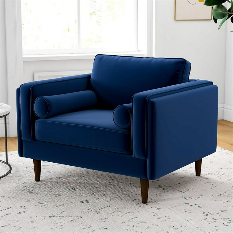 Hudson Mid Century Modern Luxury Accent Comfy Wide Velvet Armchair