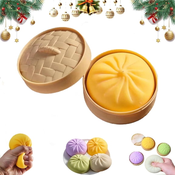 Basysin Giant Dumpling Squishy Fidget Toys, Dumpling Squishy, Mystery Dumpling Squishy Squishy Toys for Stress Relief (Yellow)