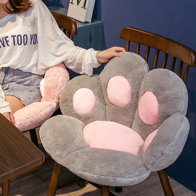 Cojín de asiento de rueda grande, almohada de cintura para rueda, cojín de felpa de dibujos animados para oficina, cojín reclinable antideslizante par gris