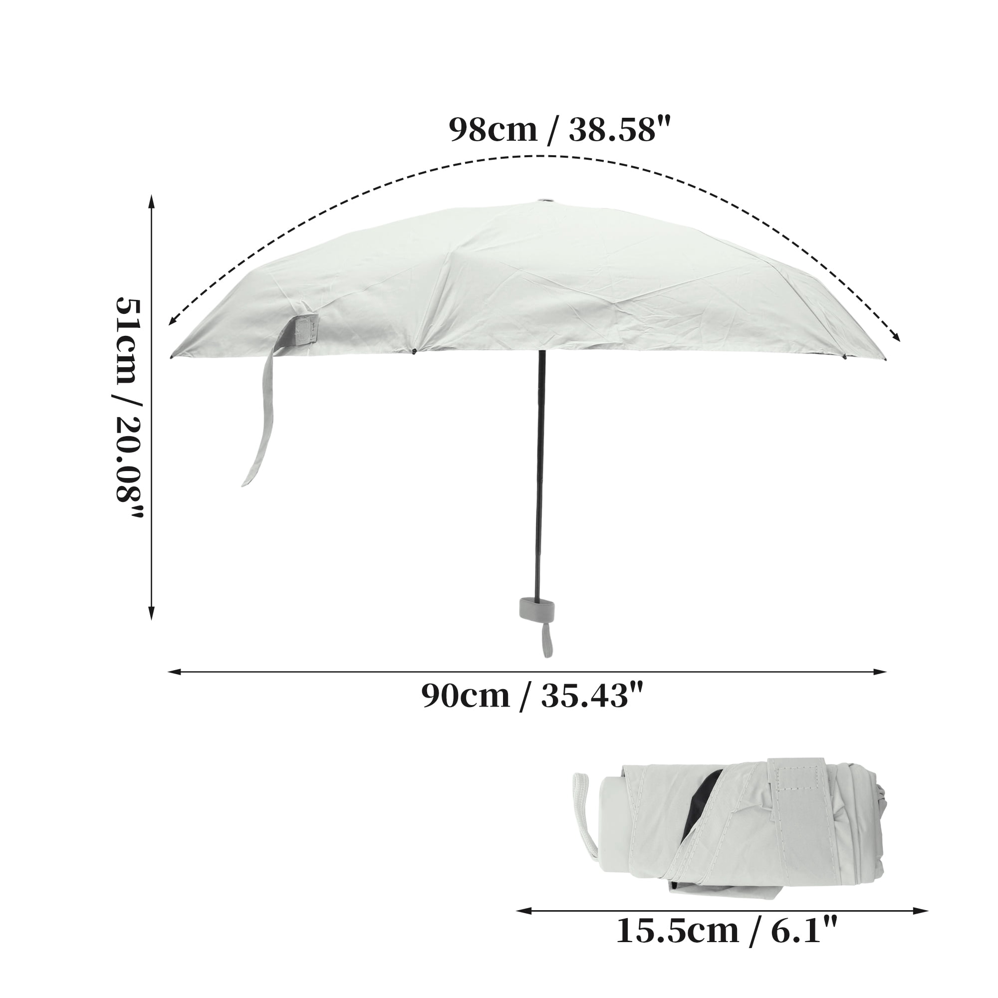Unique Bargains Mini Windproof Folding Lightweight Umbrella Light Gray
