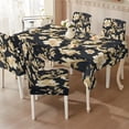 thumbnail image 2 of TSOVTHRID Vintage Peony Flower Print Tablecloth with Stretch Dining Chair Slipcover Set Washable Chair Protector Cover Table Cloth for Banquet Party Home Decor, 5 Pcs, 2 of 7