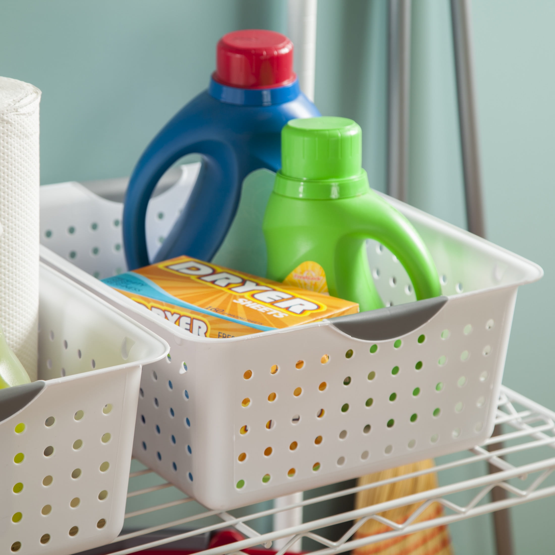 Sterilite Large Ultra™ Basket, Open Plastic Storage Bin, Versatile Organization Solution, White, 6 Count