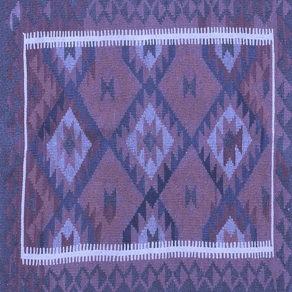 Ahgly Company Indoor Square Oriental Blue Traditional Area Rugs, 7' Square