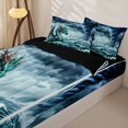 thumbnail image 3 of Metsweet Marine Dragon Zipper Twin Comforter Sets with Fitted Sheet and 2 Pillowcases, Japanese Style Zipper Bedding Set, Teal Gray White,4-Piece,Black Reversible, 3 of 6