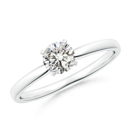 Platinum Diamond Solitaire - April Birthstone Ring - Classic Round Diamond Solitaire Ring in Platinum (5mm Diamond) - SR1506D-PT-IJI1I2-5-7