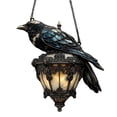 thumbnail image 2 of Dserhfy Raven on Lantern Suncatcher Decoration Indoor Outdoor Gothic Halloween Crow on Lamp Stained Glass Acrylic Hanging Ornament Pendant, 2 of 7