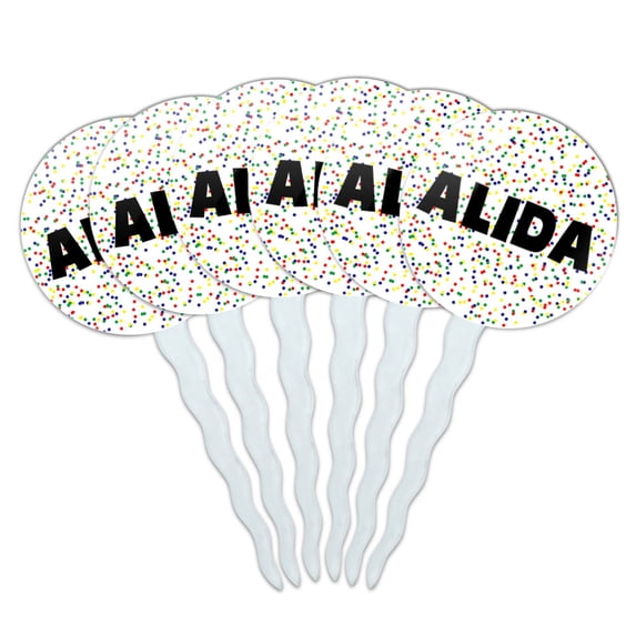 Alida Cupcake Picks Toppers - Set of 6 - Mutlicolored Speckles