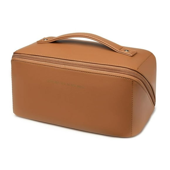 Bolsa de maquillaje de viaje zaleeta de piel sintética impermeable de gran capacidad