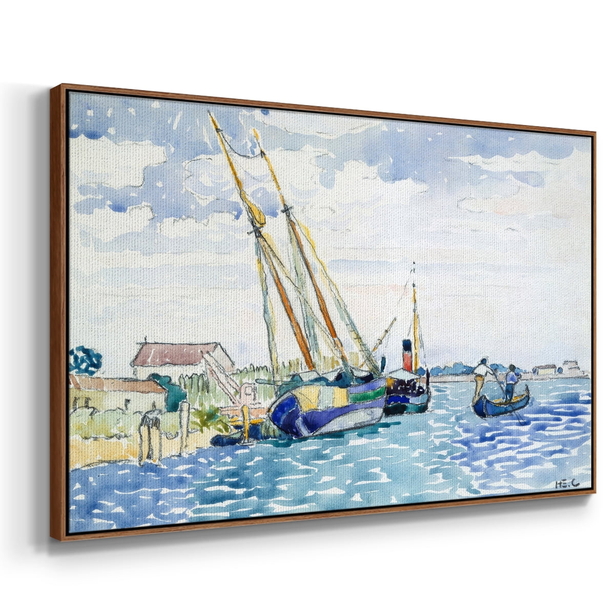 Vintage Landscape-CXLVII By Wexford Home Framed in Walnut Wood Gallery Wrapped Canvas 27 in. x 41 in.