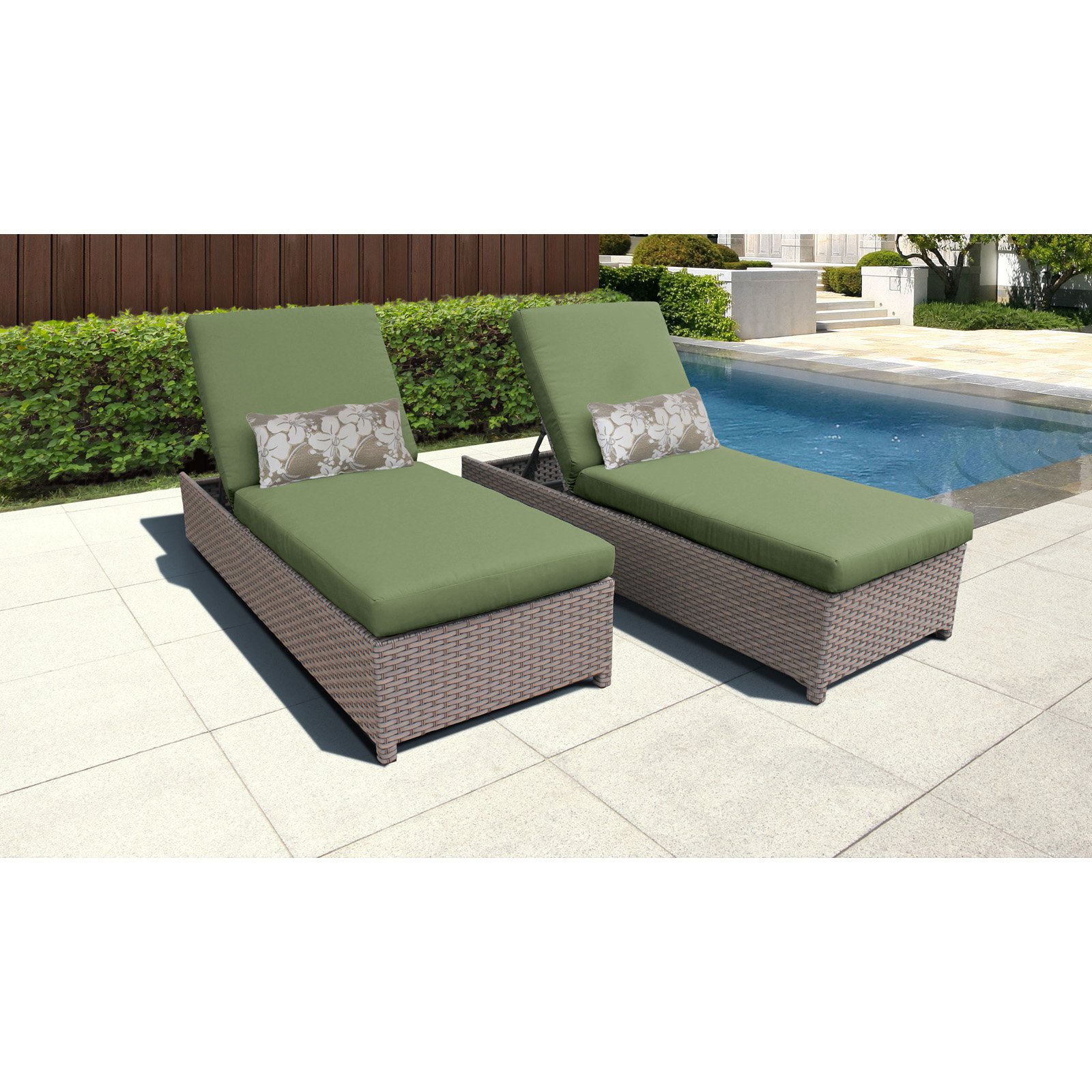 TK Classics Monterey Wheeled Wicker Outdoor Chaise Lounge Chair - Set of 2 - image 4 of 11