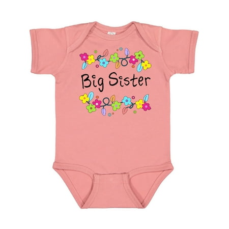 

Inktastic Big Sister - bright flowers Gift Baby Girl Bodysuit