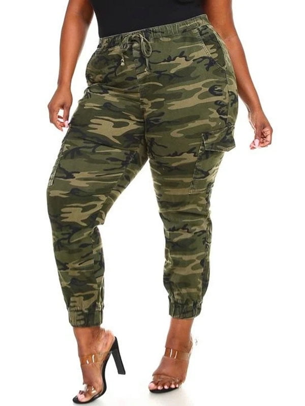 women's drawstring camo pants