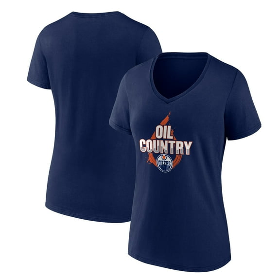 Women's Navy Edmonton Oilers Represent V-Neck T-Shirt