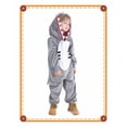 thumbnail image 2 of Gunia Kids Shark For Boys Girls Plush Hooded Onesie Animal Pajamas Cosplay Halloween Role Play Dress Up Outfit Stage Performance Holiday Party Wear,Grey, 2 of 4