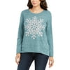 Style & Co Women's Petite Snowflake-Graphic Sweatshirt Green Size Extra Large