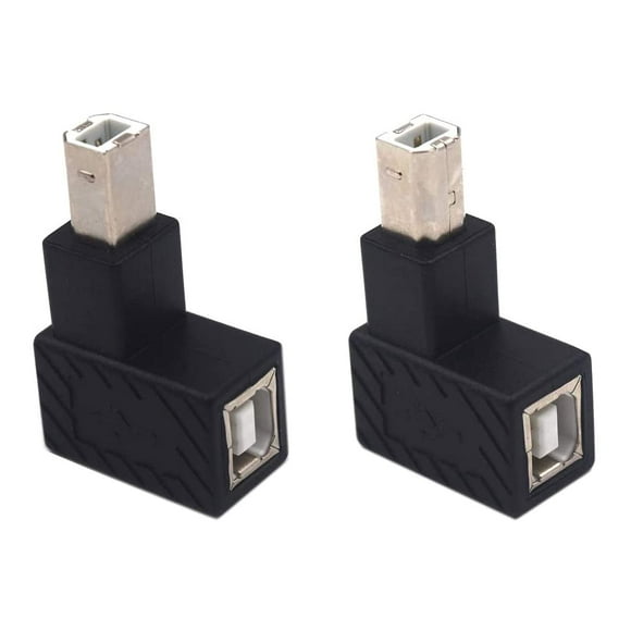 Traodin 90 Degree USB B Printer Adapter, 90 Degree Up Angle USB B Male to Female Printing and Data Transferring