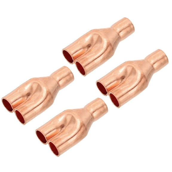 Uxcell 3/8" x 3/8" x 3/8" ID Tee Y Type Copper Fitting, 4 Pcs Welding Joint Split Union or HVAC Air Conditioning