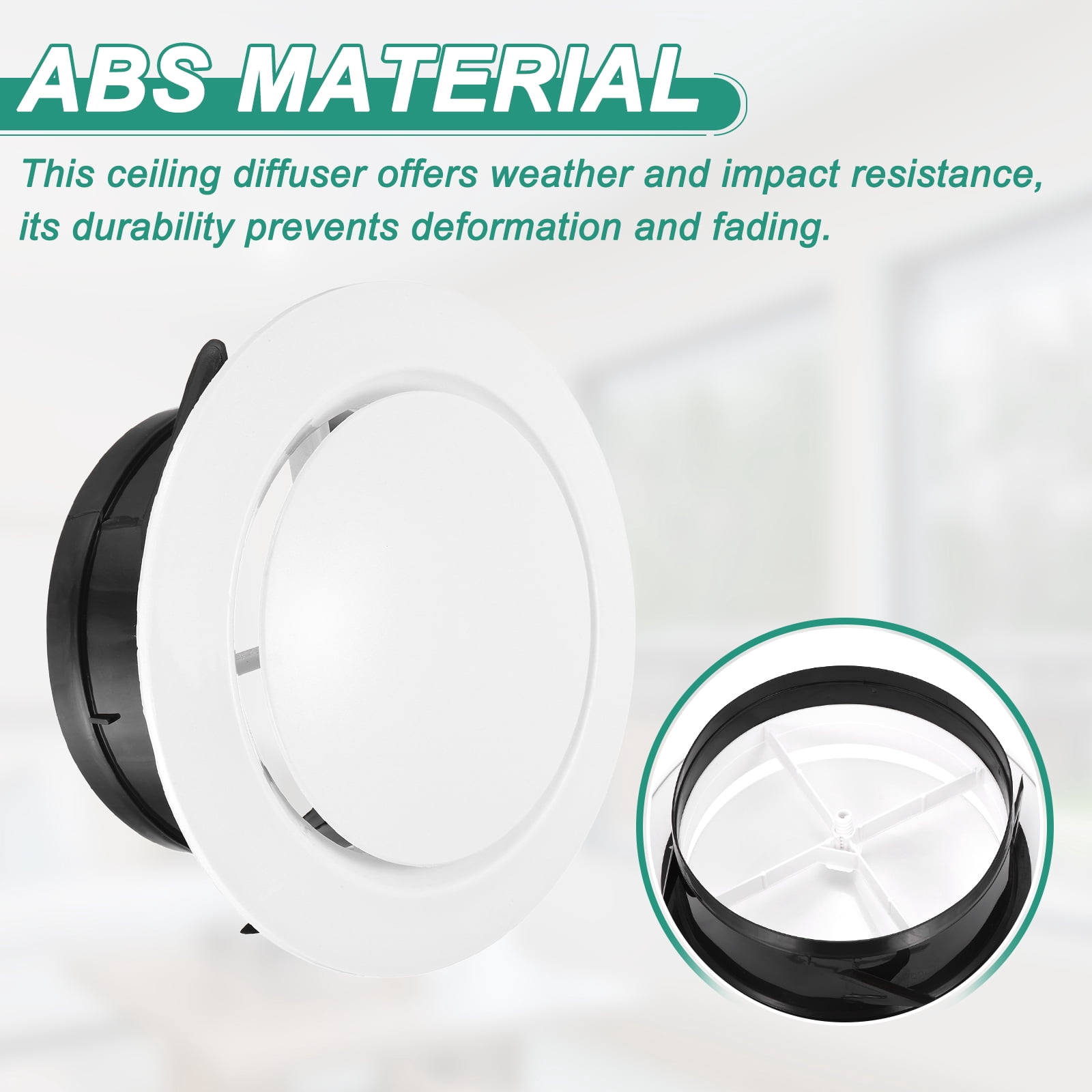 Uxcell 4pcs Soffit Vent 5" ABS Adjustable Round Vent Cover Grille Cover Ceiling Diffuser for Home Bathroom Office Kitchen Ventilation System