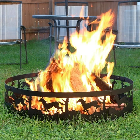 Sunnydaze Running Horse Fire Pit Campfire Ring Large Outdoor