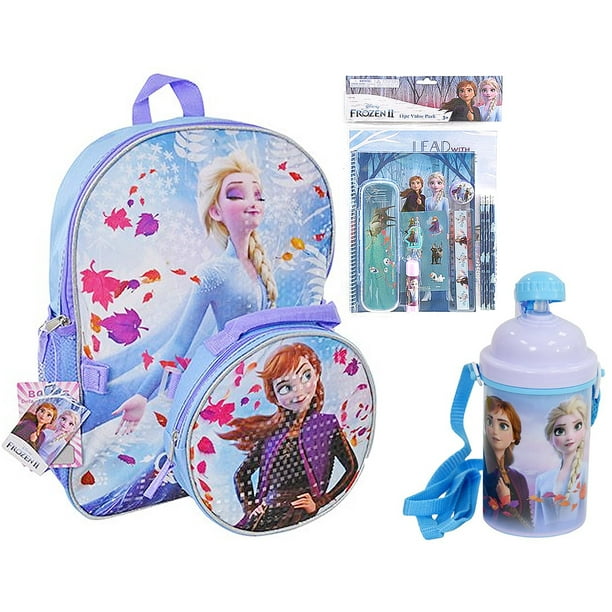 Sister Novelties Frozen 2 Backpack And Lunch Bag Set School Backpack Lunch Box Water Bottle And 11 Pcs Value Pack School Supplies Kit Back To School Combo Set For Children Kids