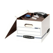 Bankers Box Basic Duty Letter/Legal File Storage Box with Lids, 10 Pack, White Corrugate Cardboard