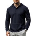 thumbnail image 3 of MiYuan Mens Henley Hoodies Textured Knit Pullover Casual Long Sleeve Knit Hooded Sweatshirt with Kangaroo Pocket, 3 of 7