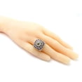 thumbnail image 5 of Retro Diamond Engagement Ring, Milgrain Bezel Set Diamond Ring, Floral Cluster Ruby Diamond Ring, Square Halo Diamond Ring, 14K White Gold Plated, 2.4 Ct Simulated Diamond, Cocktail Dome Ring, 5 of 5