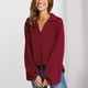 thumbnail image 2 of Blusa informal holgada de manga larga con cuello vuelto y escote en V para mujer, talla M, color rojo, para otoño-primavera, 2 of 8