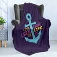 thumbnail image 4 of Live Laugh Love Soft Flannel Fleece Throw Blanket, Memphis Style Nautical Inspirations Hand Drawn Anchor and Words, Cozy Plush for Indoor and Outdoor Use, 50" x 70", Multicolor, by Ambesonne, 4 of 5